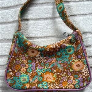 Floral Patterned Brown and Green Women's Bag